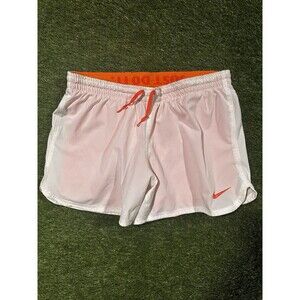 Nike Dri-Fit White & Orange Shorts S Just Do It Waistband
